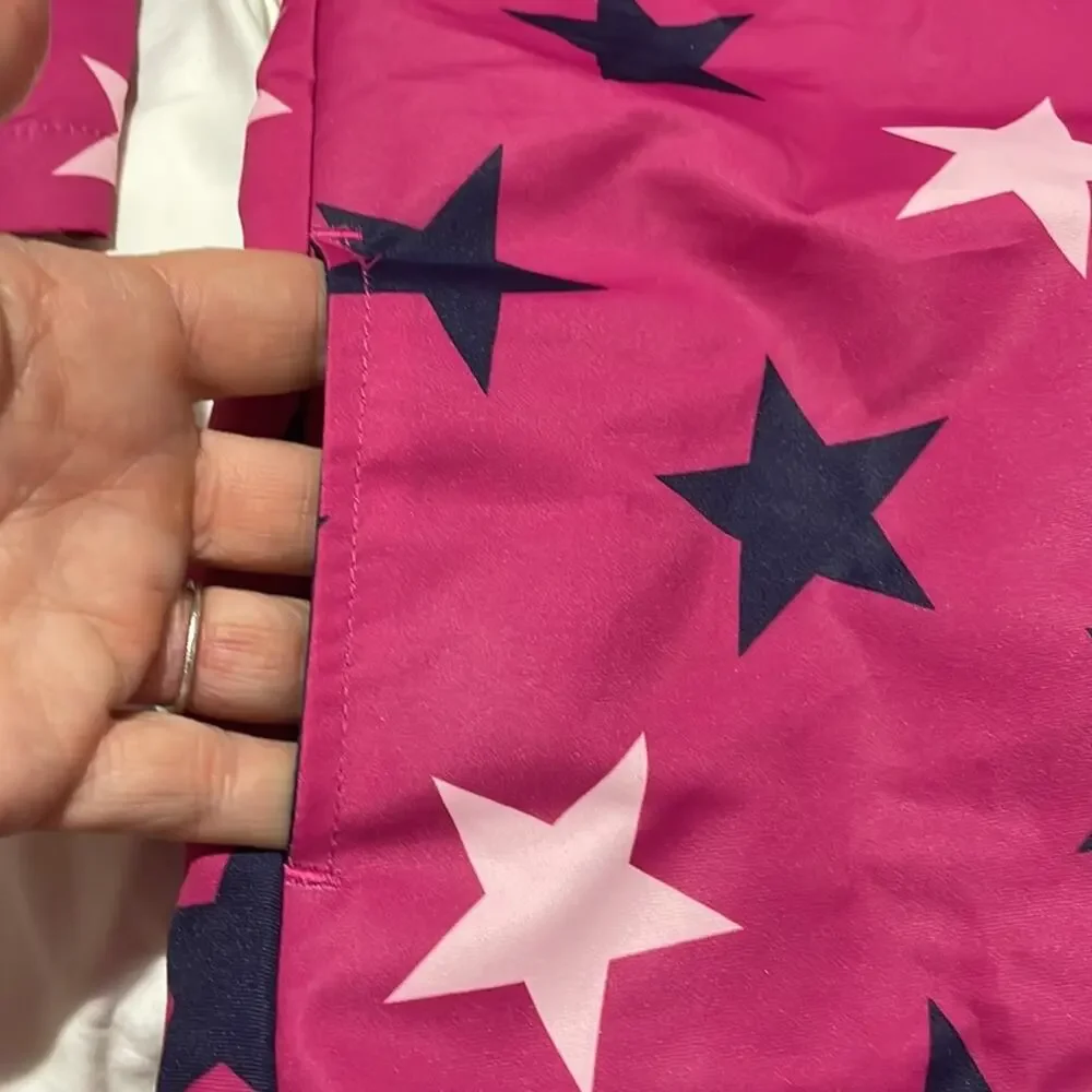 Gymboree S 5/6 lined hot pink star hooded raincoat pockets nwt